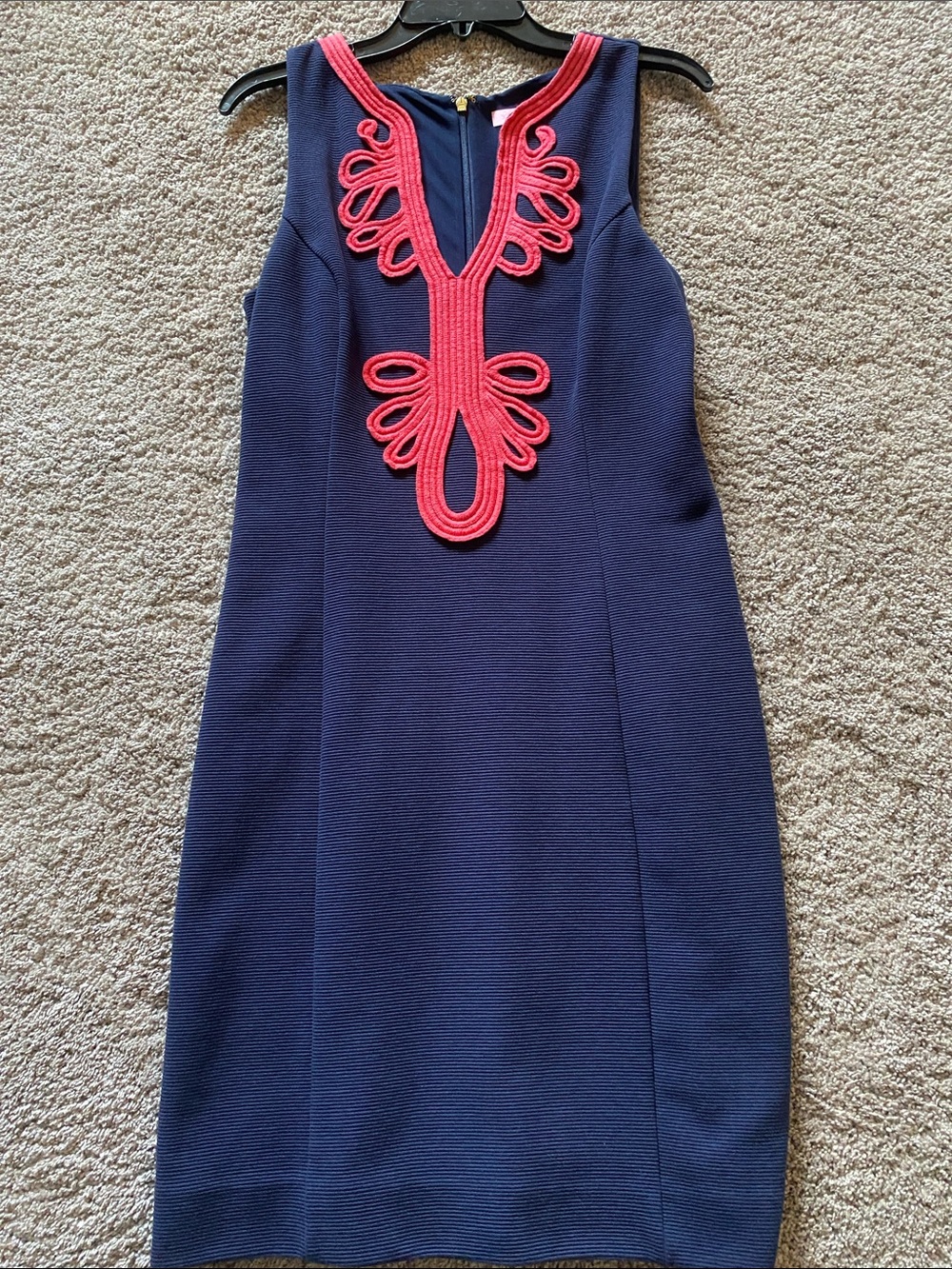 Lilly Pulitzer Navy Sheath Dress with Pink Trim